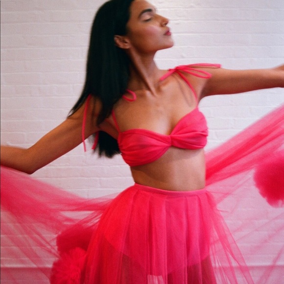 Lirika Matoshi pink tie shoulder top - Picture 1 of 4